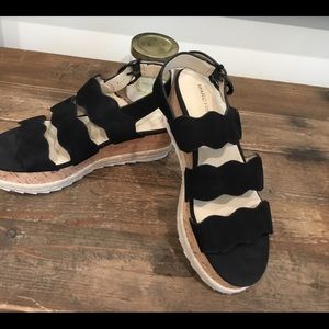 Anthropologie Marc Fisher scalloped platform black